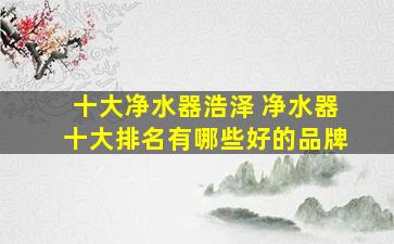 十大净水器浩泽 净水器十大排名有哪些好的品牌
